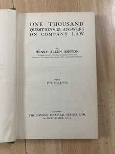 Tausend Fragen & Antworten zum Gesellschaftsrecht Henry Allen Ashton 1. Auflage 1923 - Bild 1 von 4
