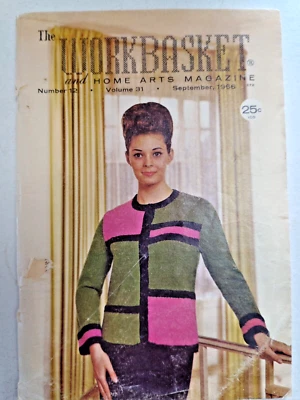 Sweater Pillow Workbasket Magazine Knit Crochet VTG Sept 1966 Number 12 Vol 31 - Image 1 of 4
