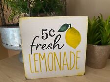 Fresh Lemonade lemon Fruit summer kitchen wooden sign shelf tray decor wood