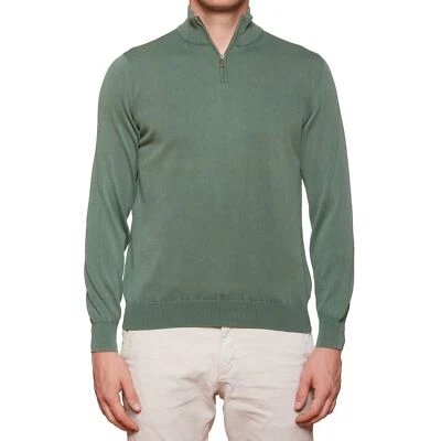 FEDELI Olive Cotton Zip Neck Sweater NEW 3XL 58 - Image 1 of 4