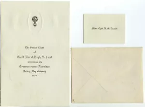1930 Goff Kansas Rural High School invitación de graduación - Opal F McDaniel - Imagen 1 de 1