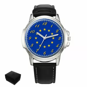 RELOJ DE PULSERA DE LA UNIÓN EUROPEA BANDERA DE LA UE PARA HOMBRES CUMPLEAÑOS MEJOR REGALO GRABADO - Imagen 1 de 10