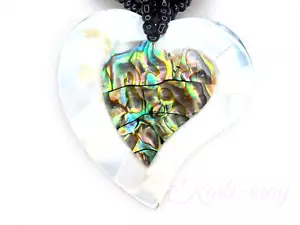 Mother of Pearl and Abalone Shell Handmade Pendant with Heart shape - Picture 1 of 5