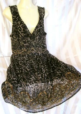 sexy Kleid Yessica Gr. 40 schwarz gold Perlen Pailetten aufwendig bestickt - Bild 1 von 4