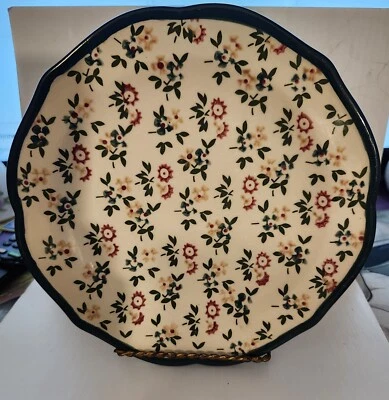 Platos de mujer pionera - Platos de ensalada - Borde verde - Flores de otoño Foto 1 de 3