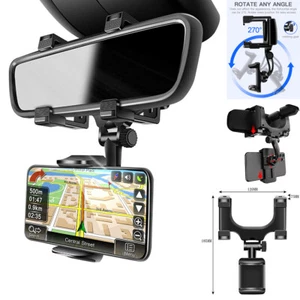 Car Rear View Mirror Phone Mount Holder for iPhone 16 15 14 13 12 Galaxy S25 S24 - Picture 1 of 12