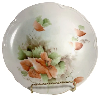 Bavaria J&C LOUISEc Gabinete Plato Amapolas Rojas Firmado Antiguo 1898-1923? oro usado Foto 1 de 4