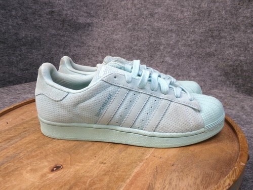 Adidas Uomo Superstar Shell Toe Aqua Blu Scamosciato AQ4916 Sneaker Classica Taglia 8