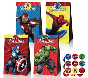 12PCS Avengers Superhero Paper Loot Lolly Bag Stickers Party Birthday Favour - Picture 1 of 9