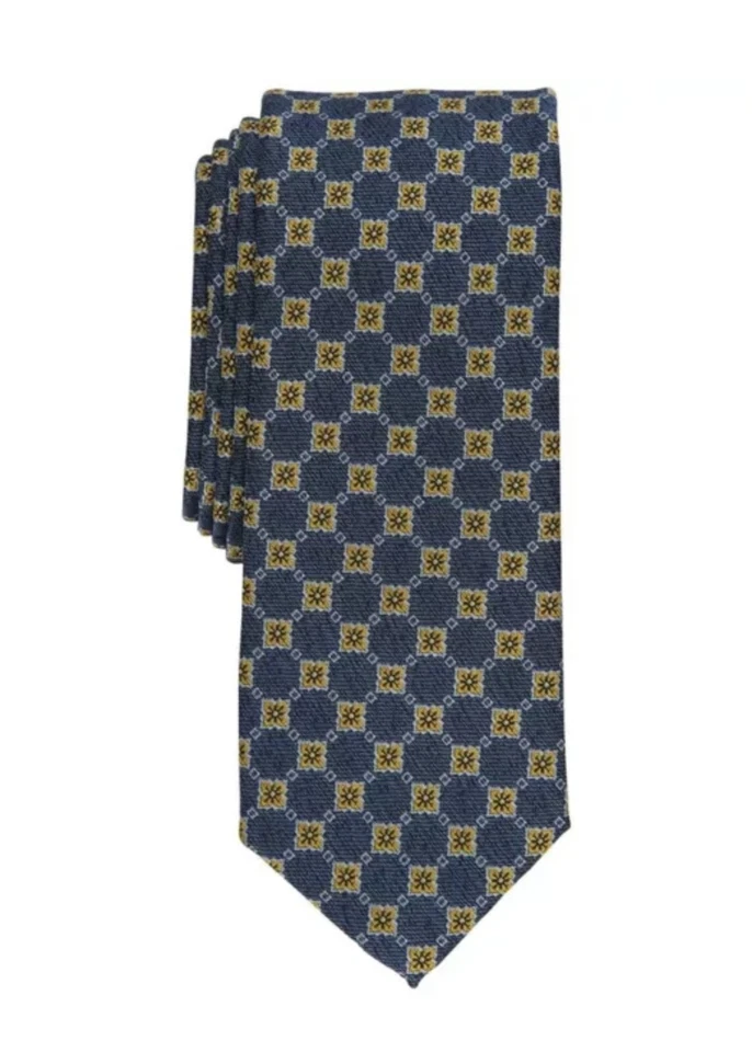 Bar Iii Men's Nostrand Skinny Neck Tie Blue Yellow Medallion Modern 2.5" NWT $55 - Image 1 of 1