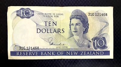 1975 NEW ZEALAND - 10 DOLLARS - P# 166 - VF+ - MB1 - Image 1 of 2