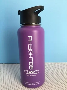 Botella de agua de acero inoxidable púrpura Pheight88 con estuche negro 32 oz - Imagen 1 de 7