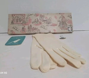 Vintage Ladies White Cotton Hansen Gloves Size 7.5 1950's New Old Stock - Picture 1 of 14