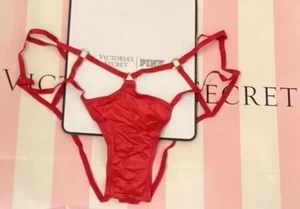 VICTORIA'S SECRET VERY SEXY STRAPPY CAGE OPEN BACK HIGH LEG CHEEKY PANTY RED S - Picture 1 of 4