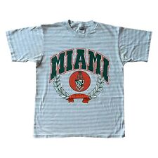 VTG 1990s Miami Hurricanes T Shirt Mens Large Gray Striped NCAA 90s College Used