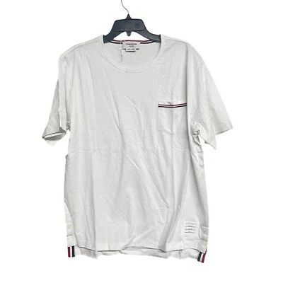 Nueva Camiseta Thom Browne Blanco Parche Bolsillo Manga Corta Foto 1 de 4