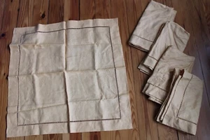 NWOT Set of 5 Pottery Barn 100% Linen Square Napkins Dijon Yellow 22" - Picture 1 of 7