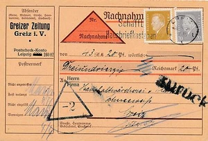 Cash on delivery card 1931 from Greiz, Greizer newspaper 10/11/14 - Picture 1 of 1