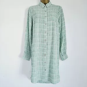 NEW Ex ROMAN 8-20 Green White Print Button Front Longline Tunic Blouse Shirt Top - Picture 1 of 6