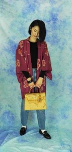 【25】Japanischer Kimono Mantel HAORI COAT Made in Japan aus Seide 33,8 Zoll Retro - Bild 1 von 11