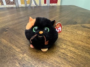 New 3" TY Puffies (Beanie Balls) Plush - SALEM the Halloween Cat - Picture 1 of 2