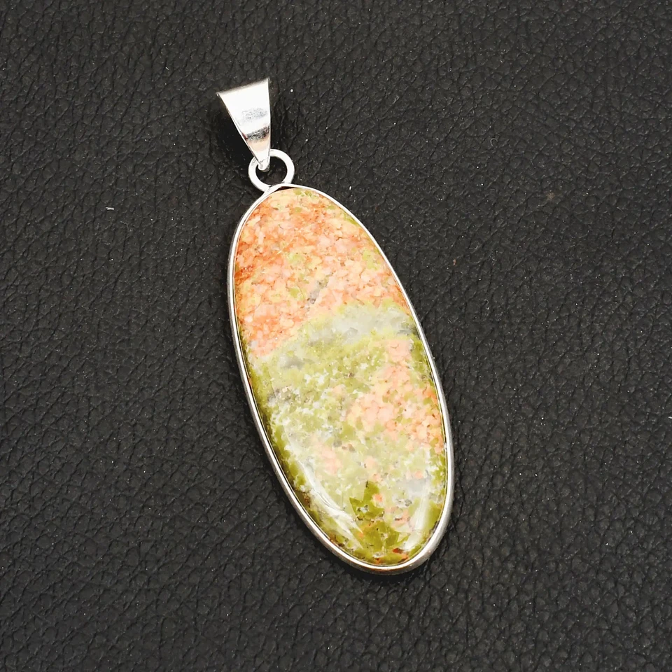 Joyería colgante étnica hecha a mano de piedras preciosas Unakita para Navidad 2,48" AP-43526 Foto 1 de 1