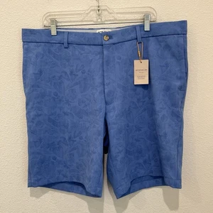 Peter Millar Mens 38 Crown Sport Salem Shadow Stripe Floral Shorts Blue MS24EB85 - Picture 1 of 14