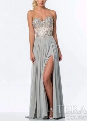 TERANI COUTURE SZ 8 PROM PAGEANT FORMAL WEDDING DRESS GOWN #151P0036 USA NWT - Image 1 of 4