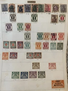 Danzig Briefmarkensammlung 1920’er-30’er Jahre Aufdrucke Inflation 2 Albumseiten - Bild 1 von 11