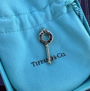 Tiffany & Co Atlas 18k Rose Gold Key Charm With Rubies - Picture 1 of 5