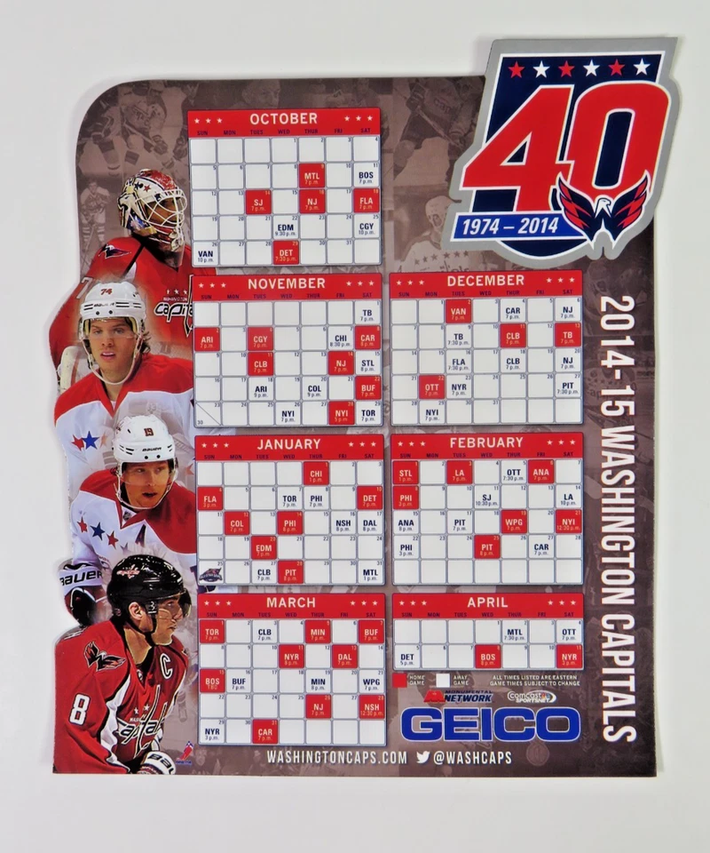 🏒2014-15 washington capitales 🏒horario magnético sga 40 aniversario ovi 🏒 Foto 1 de 1