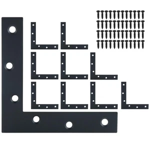 Paquete de 10 soportes planos L, soporte de esquina soporte de esquina negro placa de reparación reparación... - Imagen 1 de 5