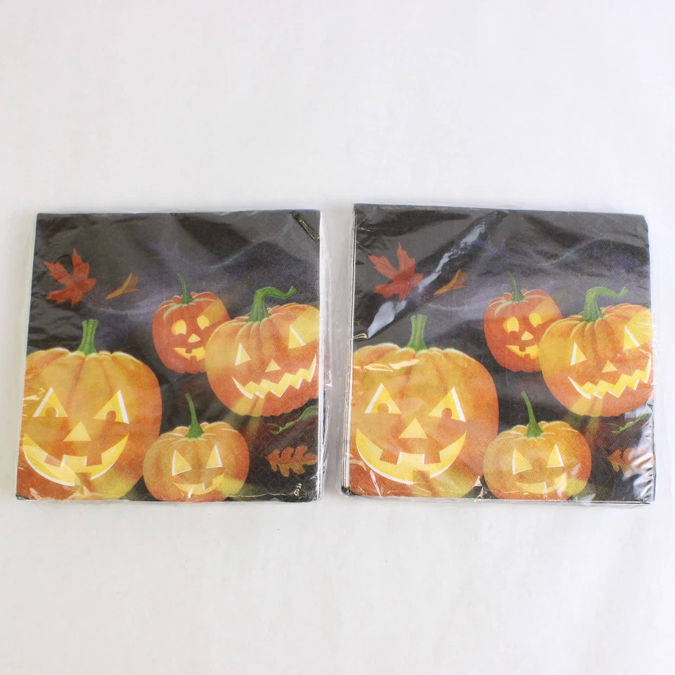 Lote de 2 servilletas de papel DesignWare Jack-O-Lantern para almuerzo 20 piezas 2 capas Foto 1 de 4