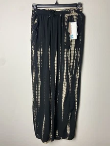 Vintage Havana Pants Lightweight Wide Leg Tie-dye Black/Tan Size S (7/8) - Picture 1 of 4