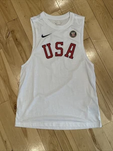 Nike Shirt Womens Medium USA Olympics Tank Top Sleeveless Dri Fit Spellout Gym M - Picture 1 of 6