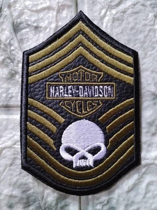 HARLEY DAVIDSON STYLE MILITARY STAR PATCHES IN GREEN FOR SEWING ON JACKETS - Picture 1 of 5
