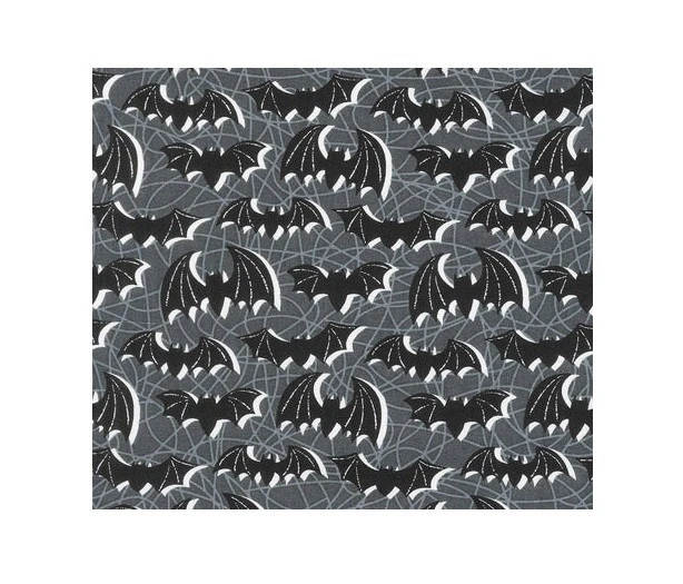 Halloween Fabric | Night Flight Bats on Gray | Michael Miller YARD - Image 1 of 1
