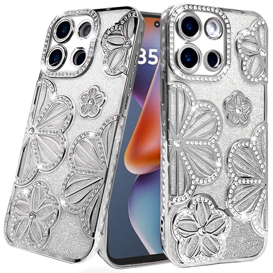Funda Para Moto G 2025 Brillante Floral 3D Brillo Teléfono Cubierta + Vidrio Templado Foto 1 de 1