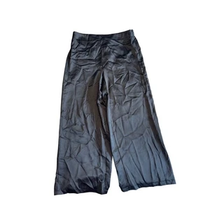 Rachel Zoe Wide Leg Pants High Waist Satin Black Career Casual Size Small - Picture 1 of 6