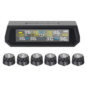 6 Wheel TPMS for Dually Trucks RV Trailers 6 Sensors Solar / USB Charging - Picture 1 of 6