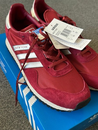 Adidas New York UK11 Borgogna Argento nuove con etichette imballate