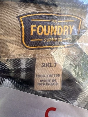 Foundry Supply Co Shirt Mens 3XLT Clover Blk Plaid Flannel Button Up Never Opend - Image 1 of 4