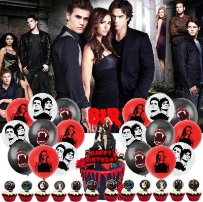 The Vampire Diaries Party Supplies Birthday Decor Backdrop Balloons Cake Toppers - Image 1 of 4
