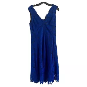 Vera Wang (neu ohne Etikett) Damen saphirblau Spitze ärmellos V-Ausschnitt Partykleid-Größe 10 - Bild 1 von 7