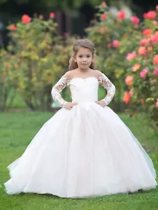 First Communion Baptism Flower Girl Dress, Tulle Princess Birthday Gown, Baby - Picture 1 of 6