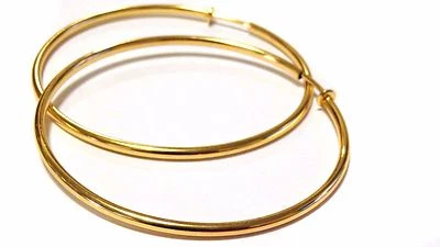 PENDIENTES CLIP 3 PULGADAS AROS CHAPADOS EN PLATA U ORO PENDIENTES HIPOALERGÉNICOS Foto 1 de 3