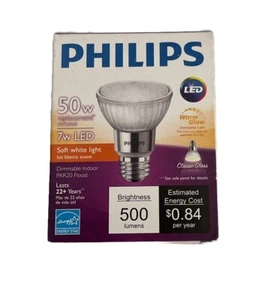 Philips 471102 7 Watt LED 500 Lumens Soft White Dimmable Par20 Indoor Flood Bulb - Picture 1 of 4