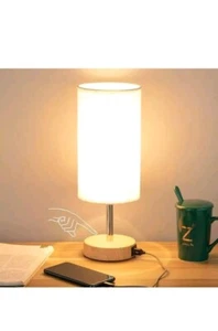 Yarra-Decor Bedside Table Lamp with USB Port - Touch Control for Bedroom Wood 3 - Picture 1 of 2