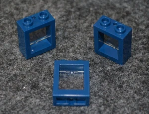 (3) 1x2x2 Dark Blue Window w/ Clear Glass Bricks ~ NEW Lego - Picture 1 of 1