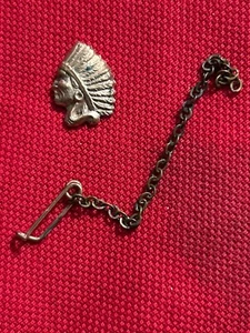 ANTIQUE IMPROVED ORDER OF RED MEN MASONIC LAPEL PIN w/CHAIN • GOLD PLATED FILLED - Picture 1 of 5